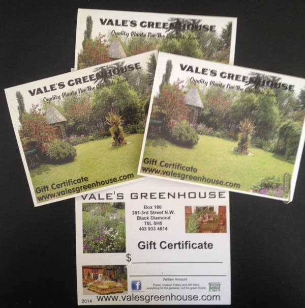 Gift certificate from Vale's Greenhouse